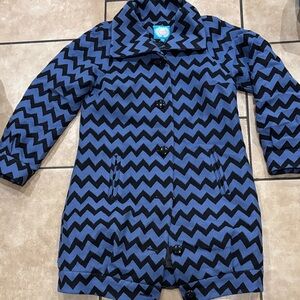 Plenty by Tracy Reese Blue and Black Chevron Coat